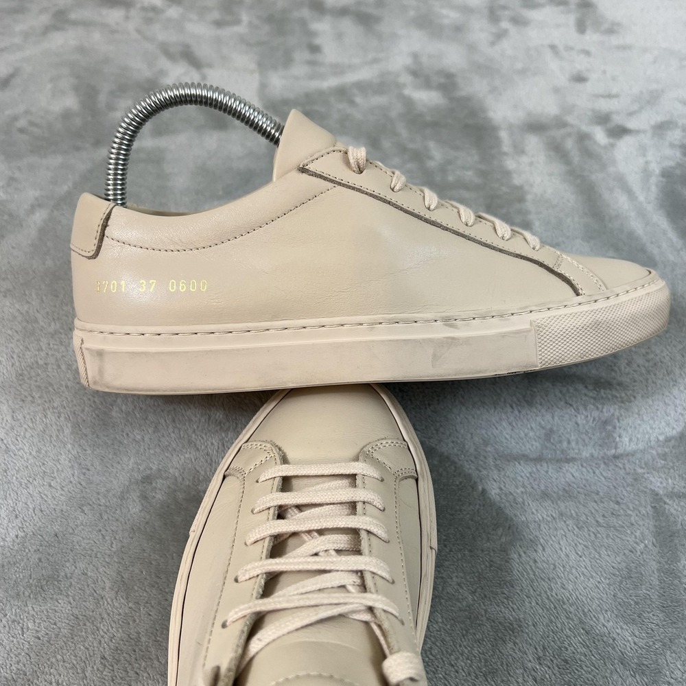 Common Projects Achilles Low Shoes Womens Size 7 Beige Leather Sneakers Italy - Picture 11 of 16
